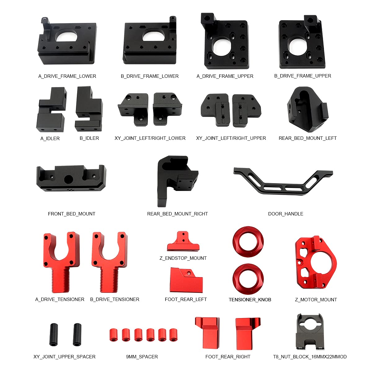 3D Printer Aluminum Alloy Frame CNC Kit Black Red I4713