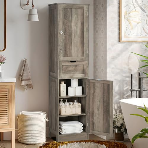 White 67" Tall Bathroom Cabinet with 2 Doors & 1 Drawer Z81253