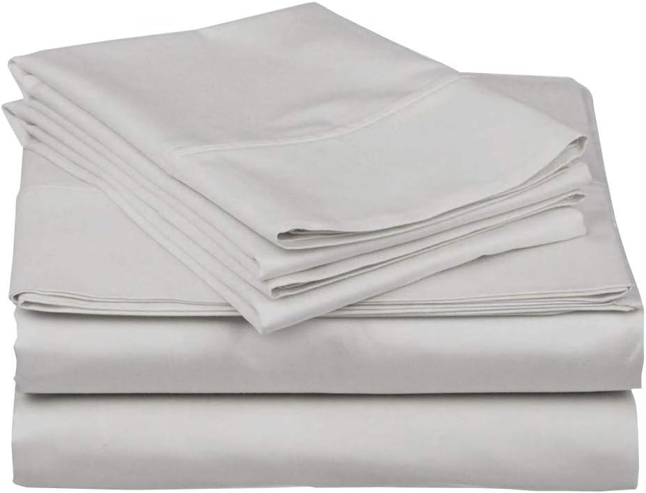 100% Egyptian Cotton 4 Piece Queen Size Sheet Set Light Grey X268527