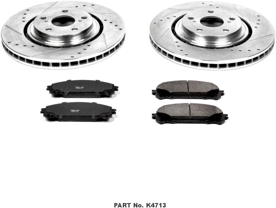 Front Z23 Carbon Fiber Brake Pads with Drilled & Slotted Brake Rotors Kit H525551