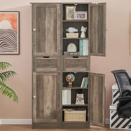White 67" Tall Bathroom Cabinet with 2 Doors & 1 Drawer Z81253