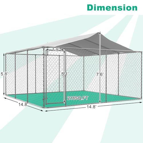 13.1x7.5x7.6 FT Galvanized Steel Dog Kennel with Waterproof Cover M673