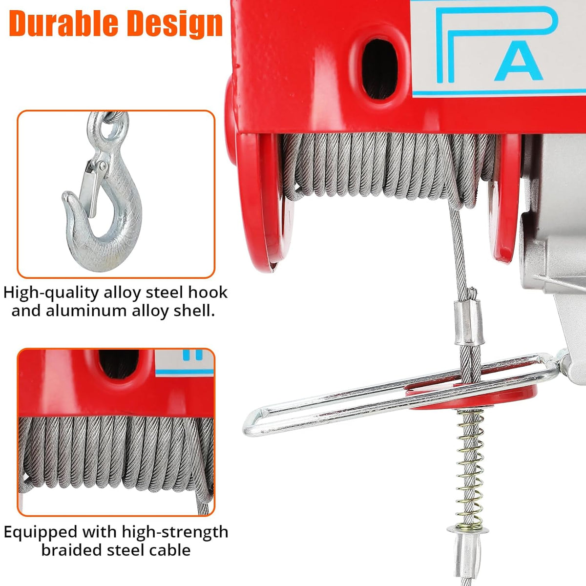 Electric Hoist 1760lbs 39FT Single Cable Lifting Height Steel Wire Winch L981004