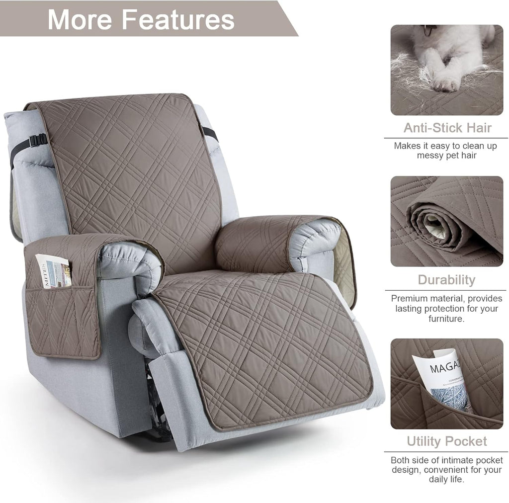 Light Brown Waterproof Recliner Chair Cover D137992