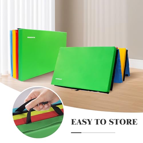 Extra Thick Folding Exercise Gymnastics Mat, 4'x10'x3" with Carrying Handles E119