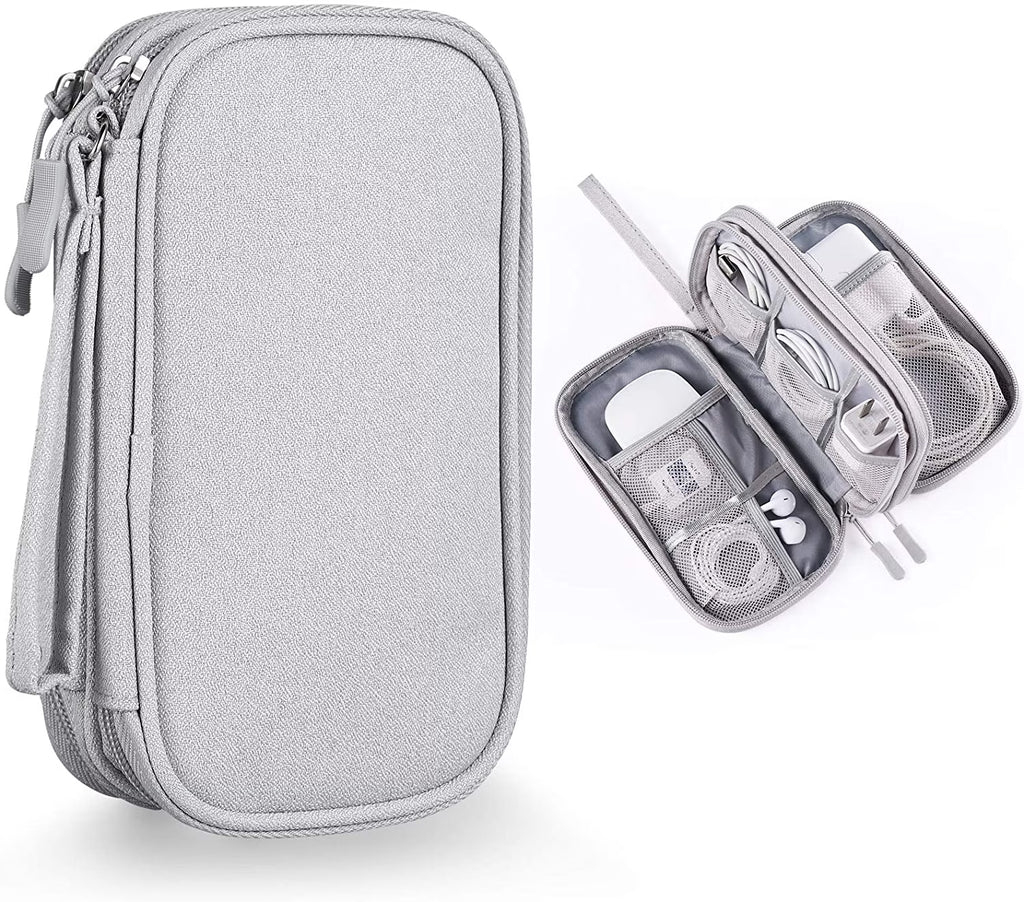 Compact Light Grey Travel Electronics Organizer Bag M937742