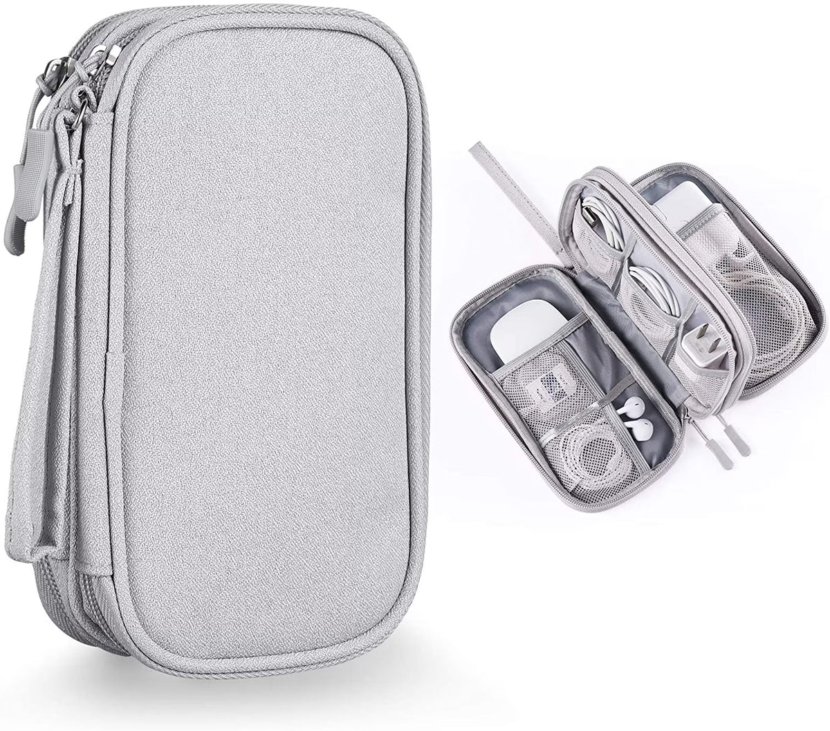 Compact Light Grey Travel Electronics Organizer Bag M937742