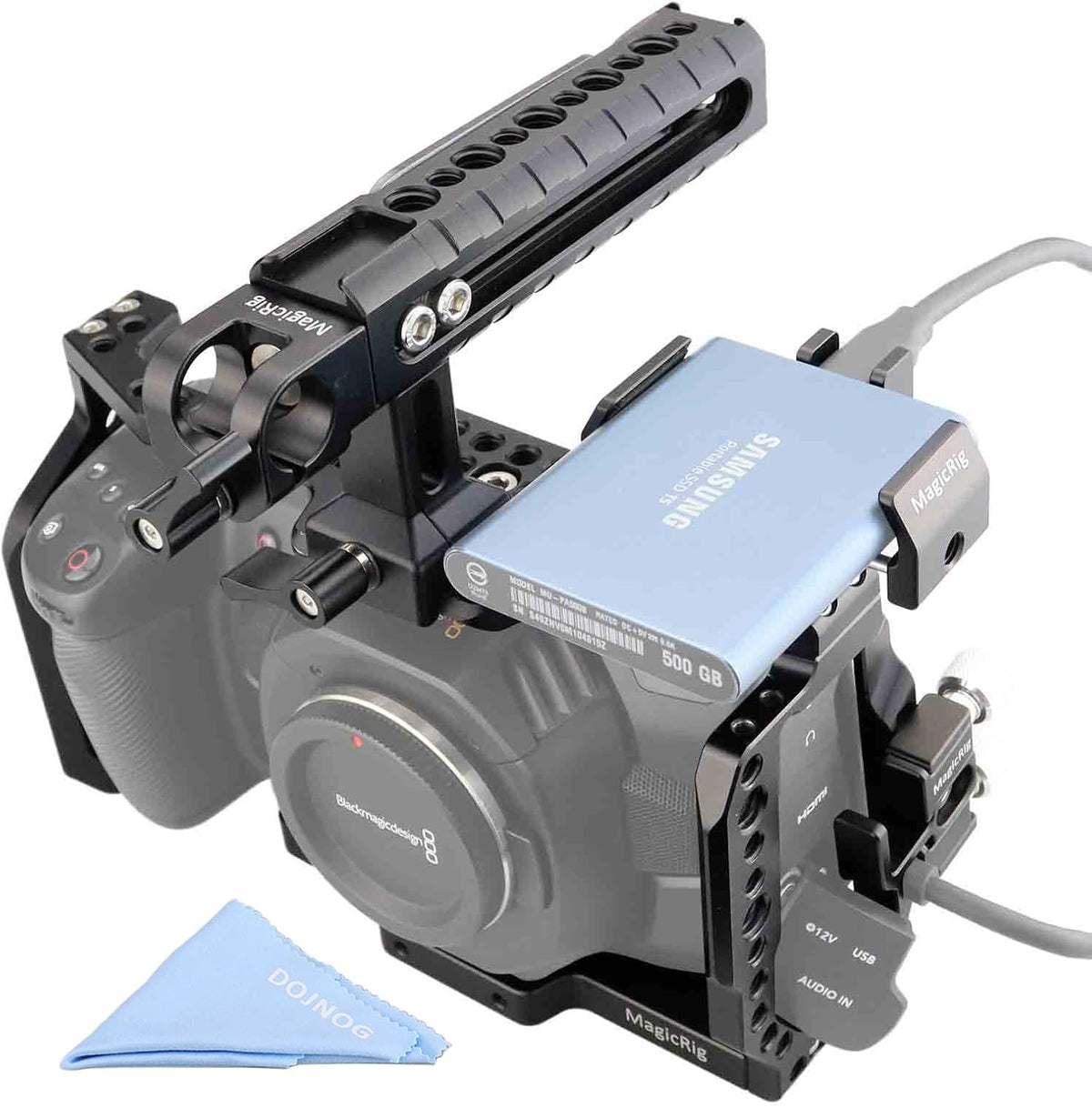 Video Camera Cage Kit with Top Handle SSD Mount HDMI Cable Clamp D782