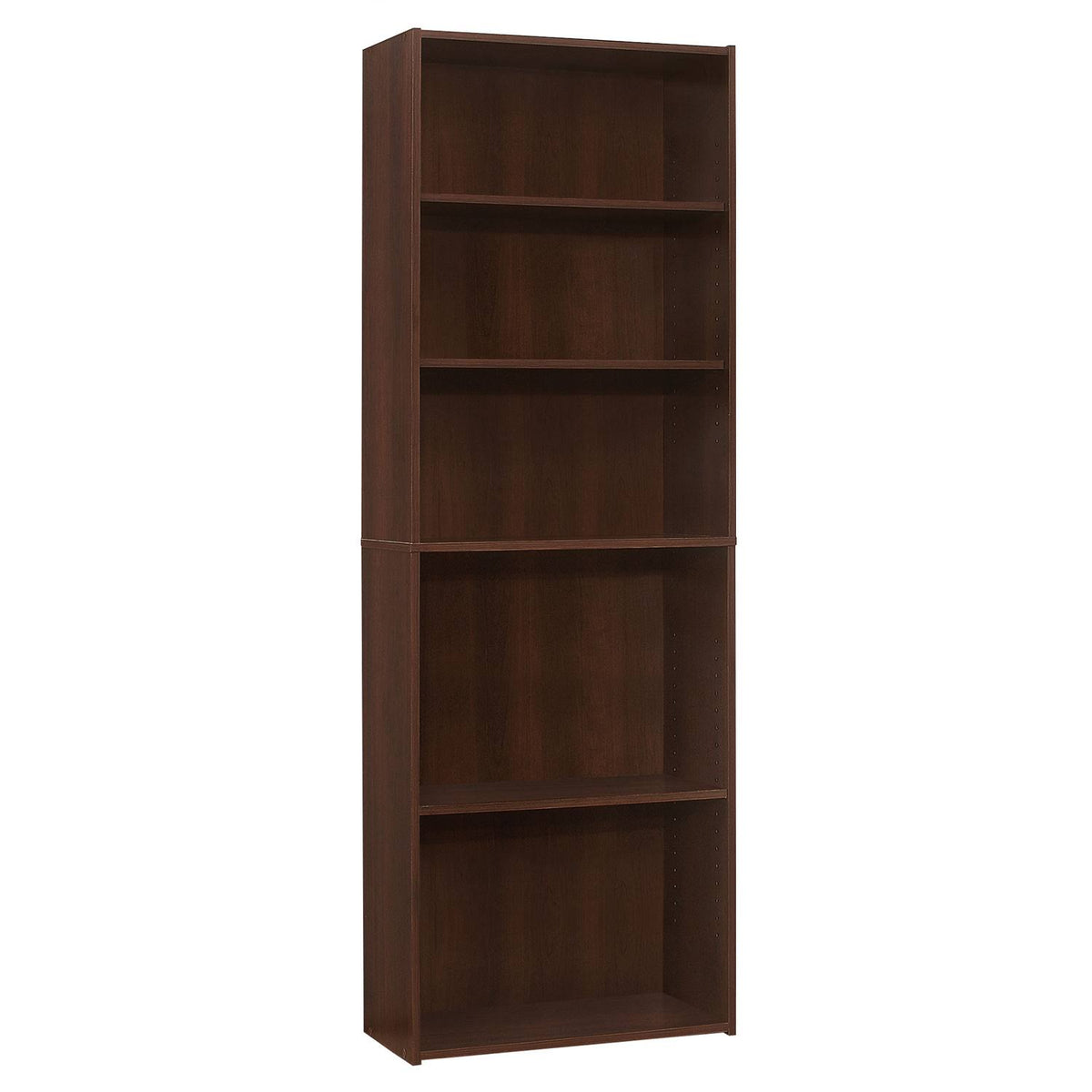 25 in. Five Shelves Bookcase in Cherry Brown U57323
