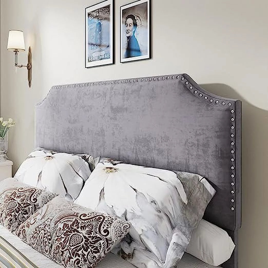 King Size Velvet Upholstered Platform Bed Frame with 4 Storage Drawers and Headboard X447248