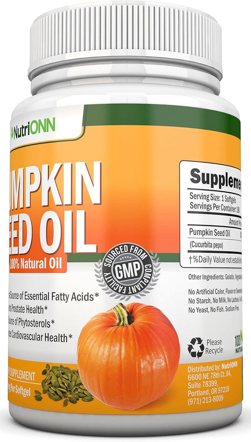 Cold-Pressed Natural Pumpkin Seed Oil 1000mg 180 Softgels Q200