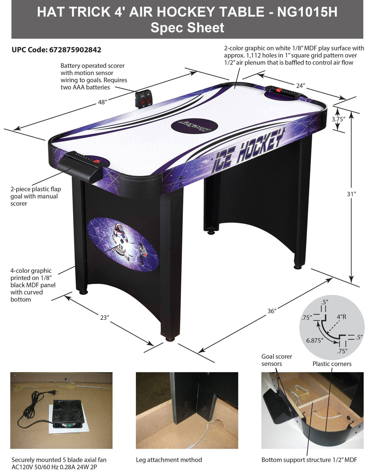 4 ft. Air Hockey Table U77334