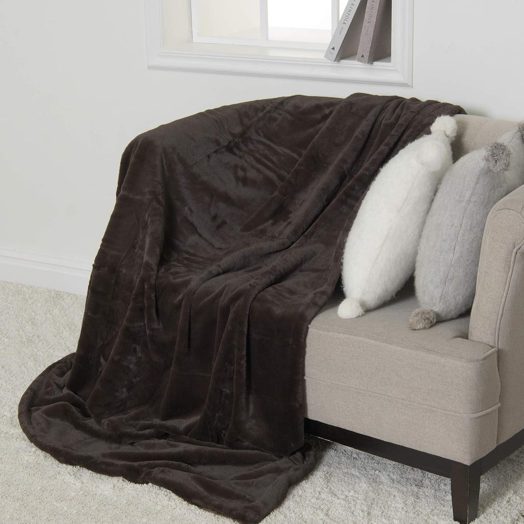 Luxe Faux Fur Throw - Chocolate - 58" W X 60" L G111781