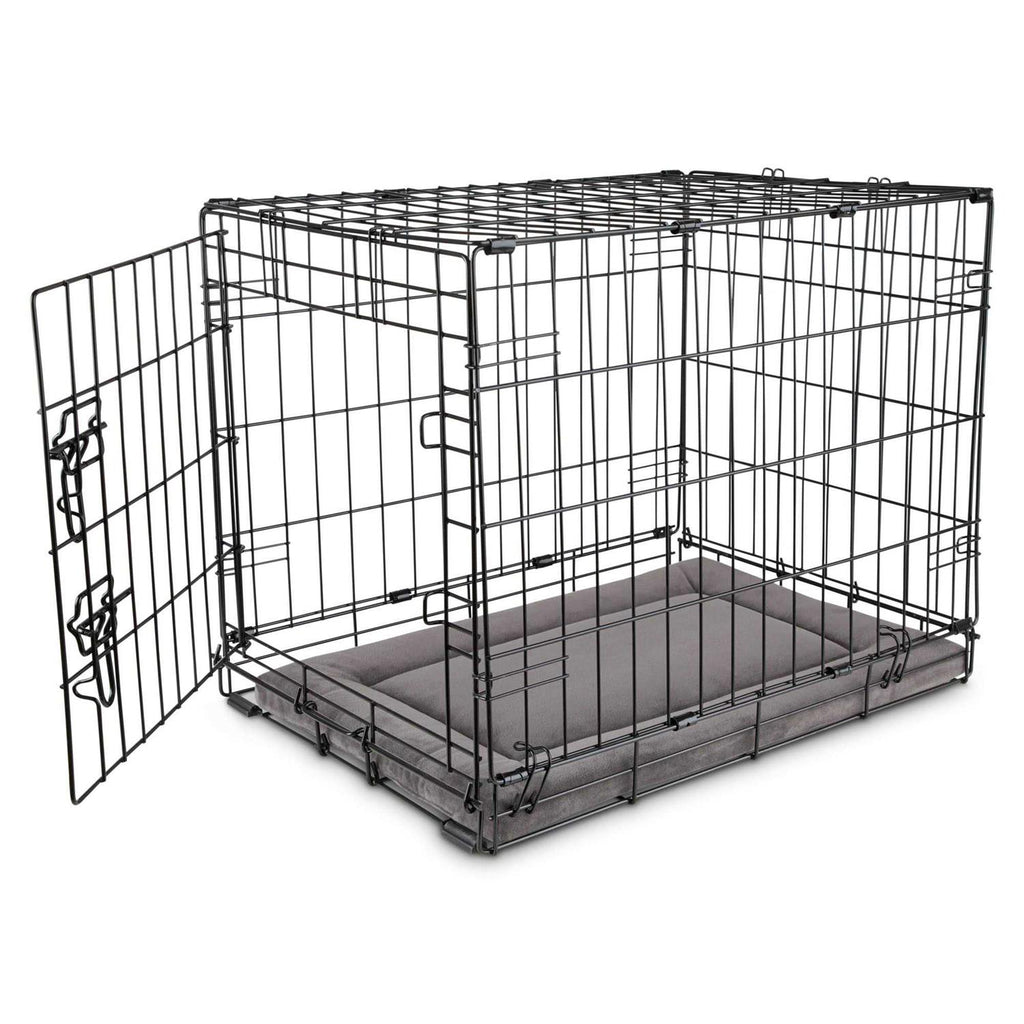 Dark Grey Velvet Dog Crate Mat and Pet Bed C97916
