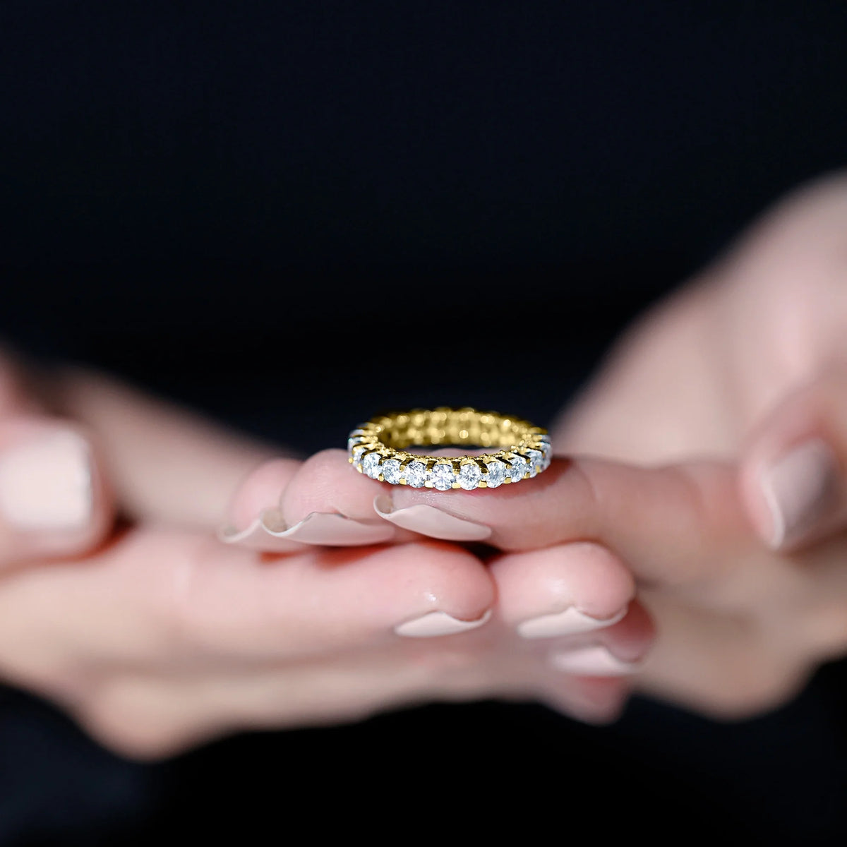 14K Yellow Gold Moissanite Eternity Ring G270