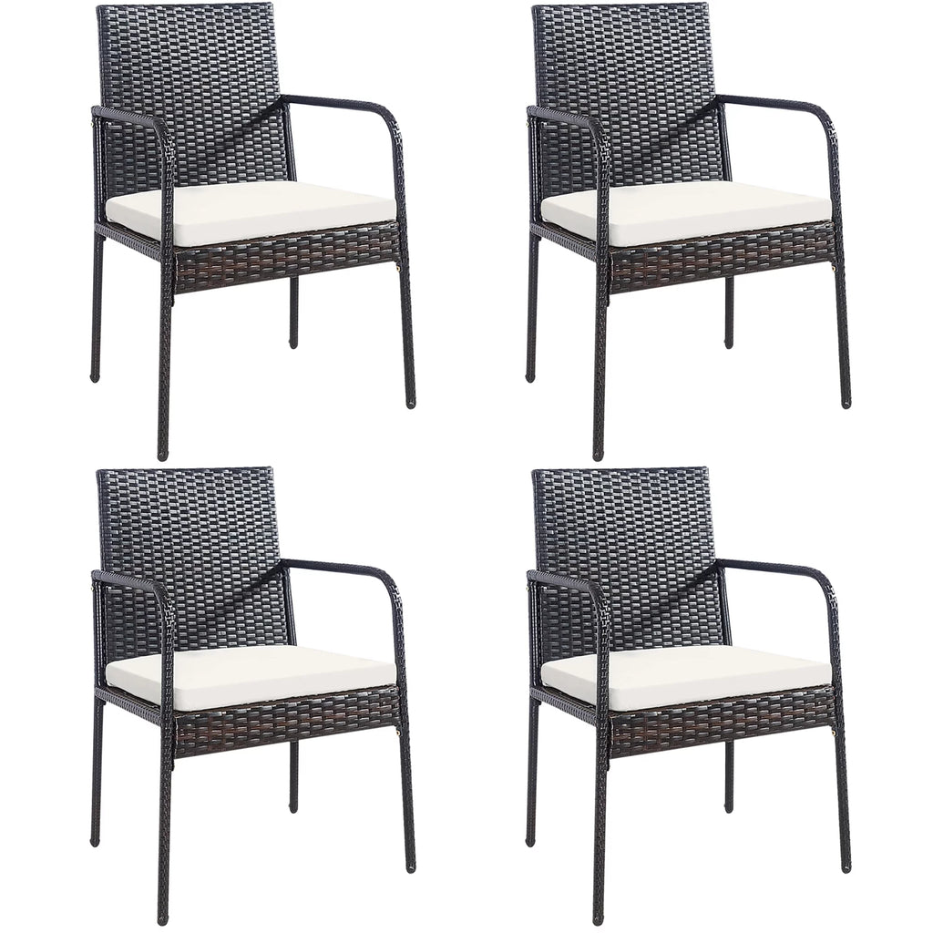4 Pc Wicker Rattan Patio Dining Chairs W559