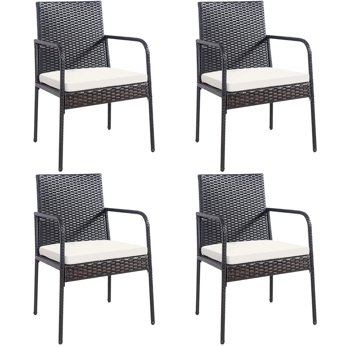 4 Pc Wicker Rattan Patio Dining Chairs W559