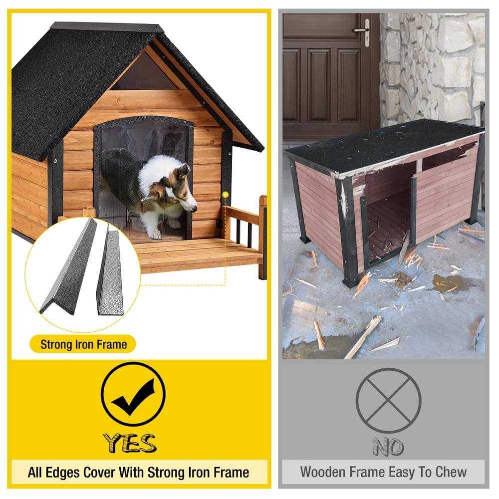 Outdoor Dog House with Porch Iron Frame F9519