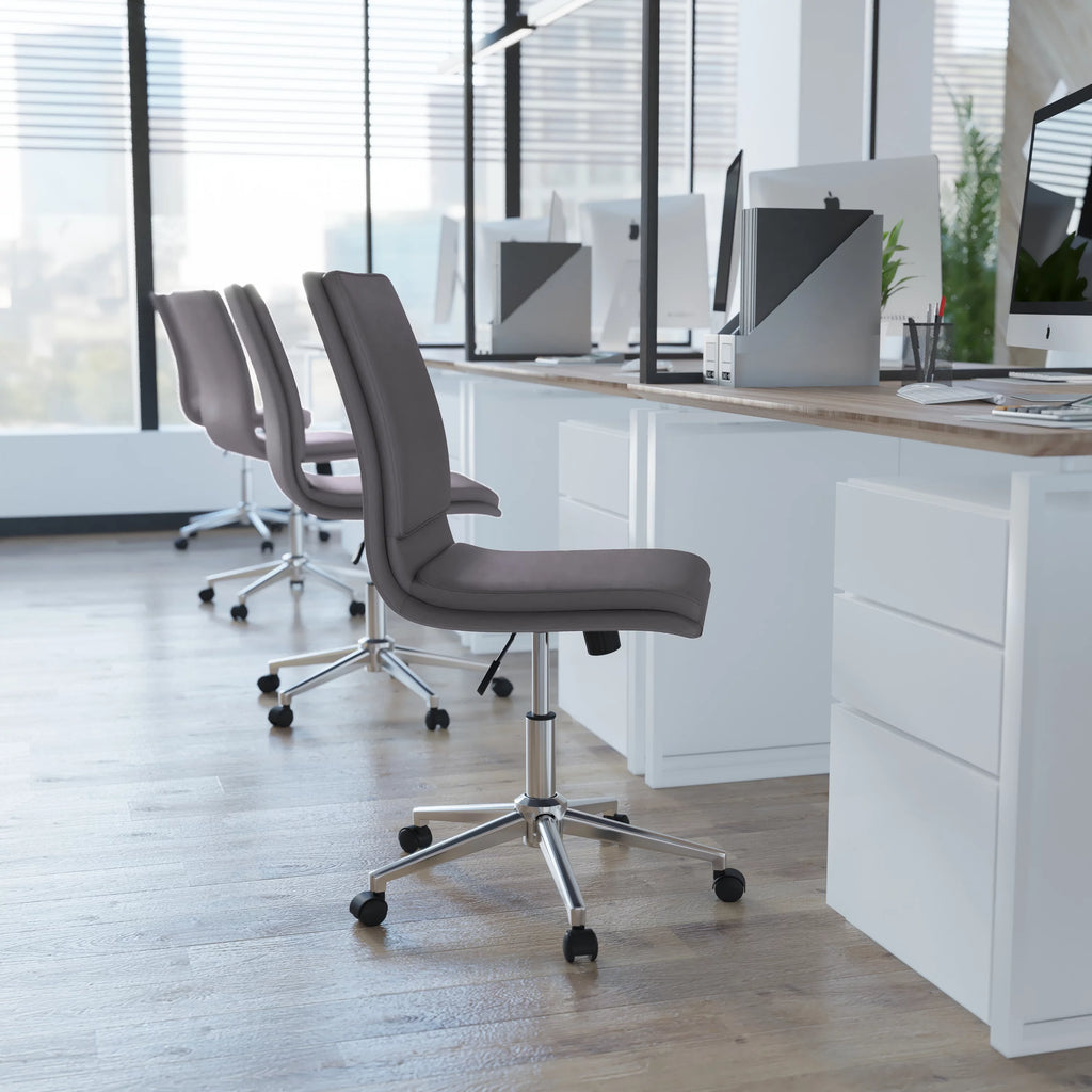 Gray Mid-Back Armless Swivel Task Office Chair H522