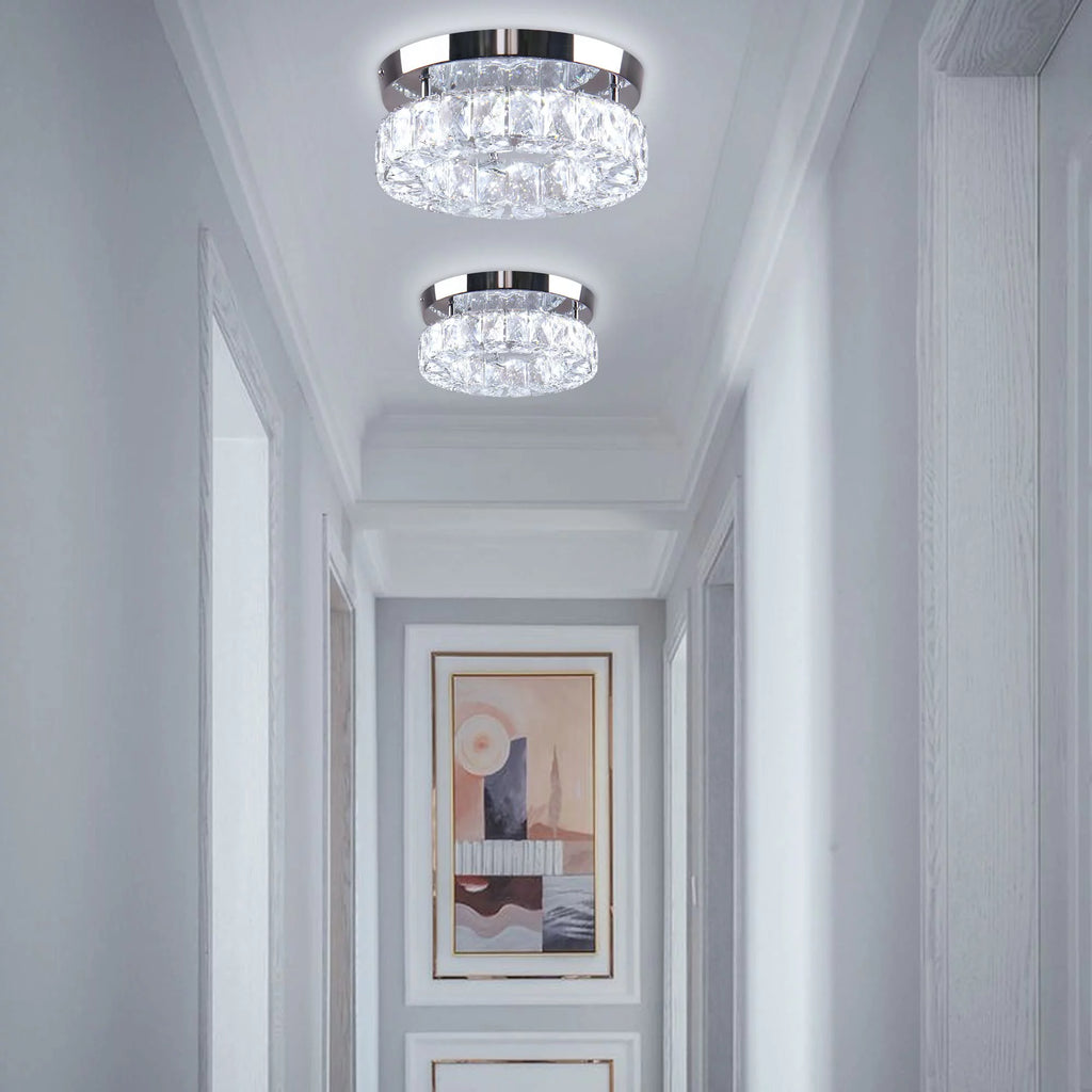 9.8" Crystal Flush Mount Ceiling Light Fixture 15 W 6000K T9486
