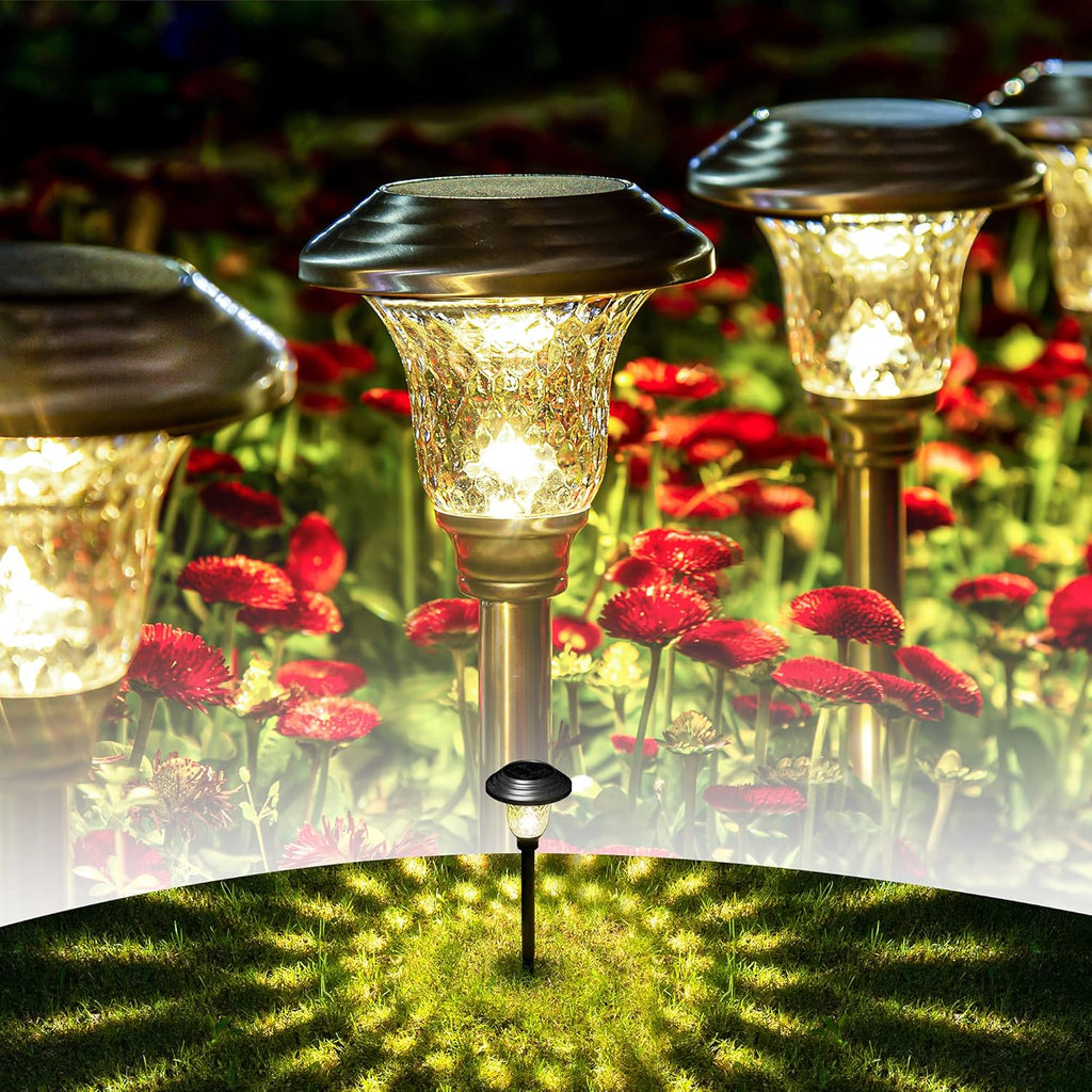 8 Pack Solar Pathway Lights, Stainless Steel J452158