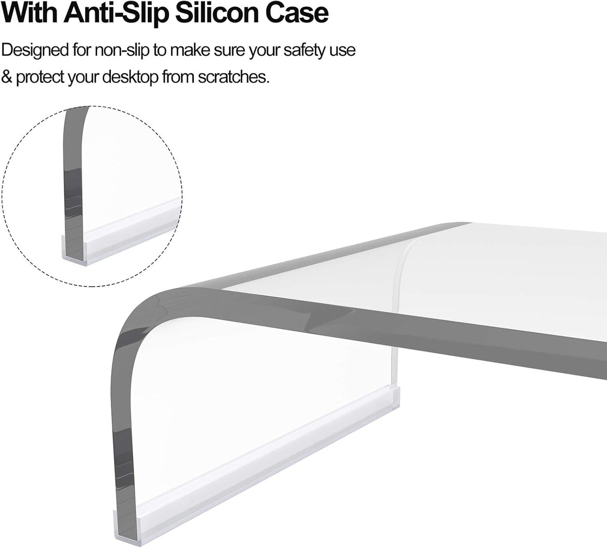 Acrylic Transparent Corner Computer Monitor Stand Riser 2 Pack 20” and 15” DIY Desktop Stand Riser Organizer with Anti-Slip Case C448