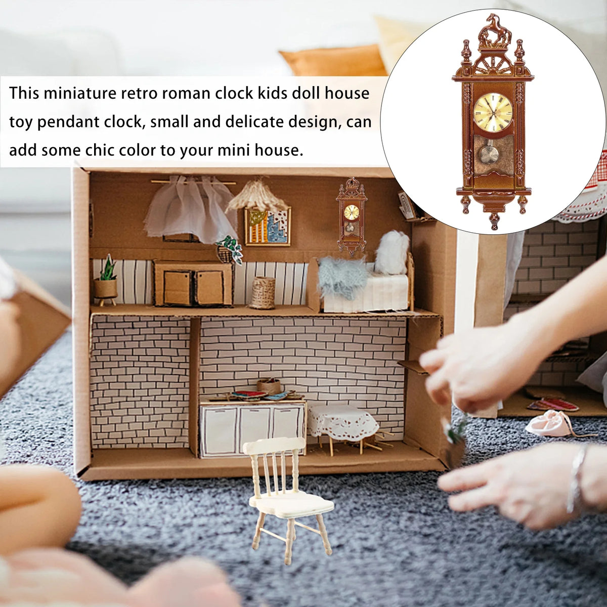 Metal Dollhouse Hanging Clock Toy Doll Furniture G97331