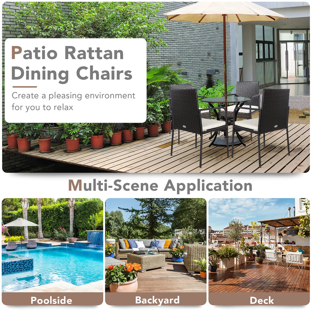 4 Pc Wicker Rattan Patio Dining Chairs W559