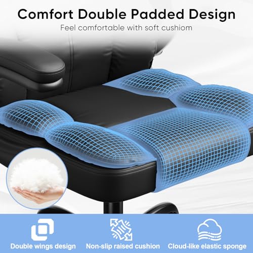 Black Leather Executive Office Chair with Lumbar Support B9252