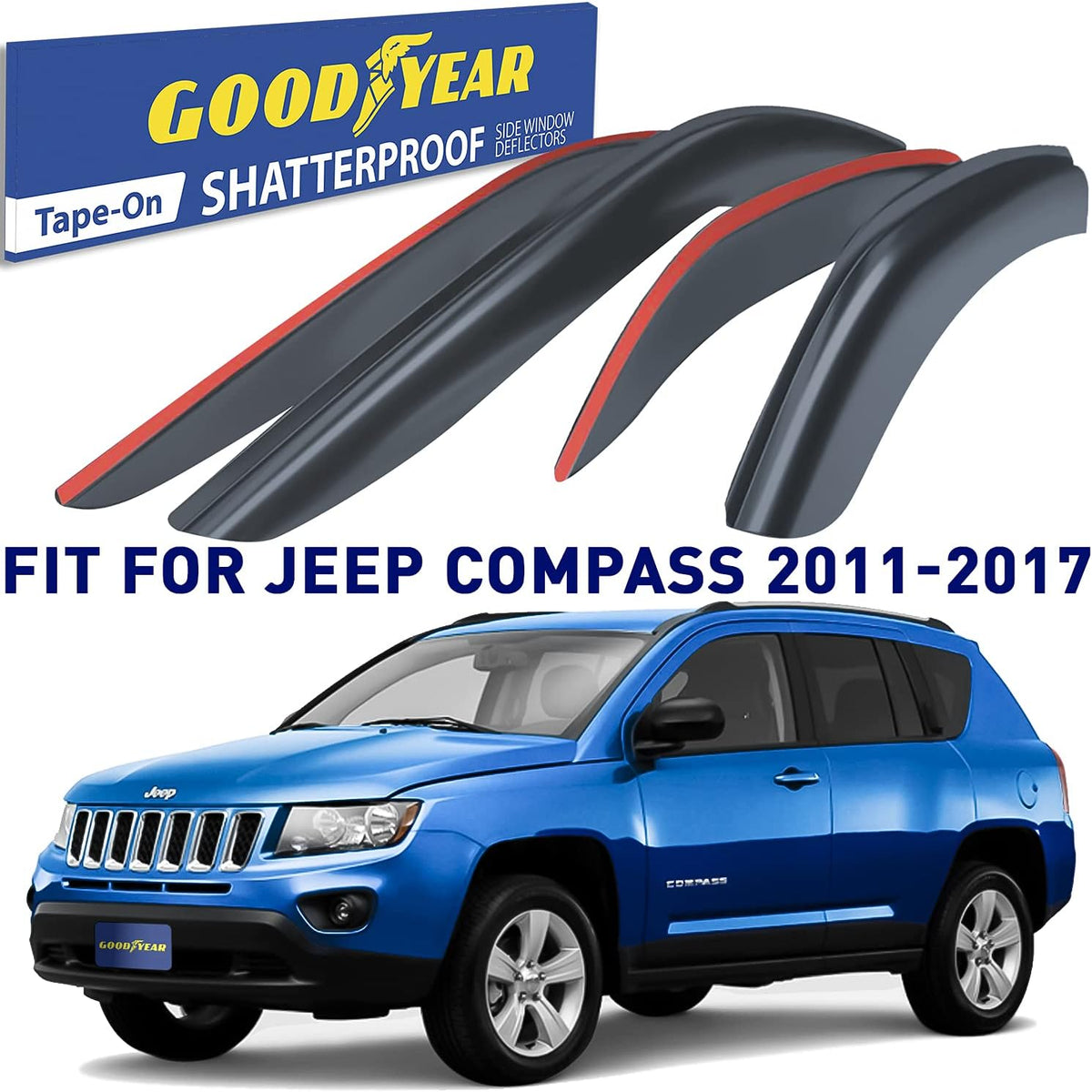 Shatterproof Tape-on Window Deflectors 4 pcs R68358