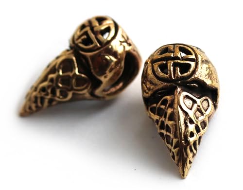 Bronze Norse Viking Celtic Raven Head Beard Beads Rings W861