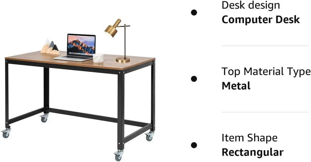 Rolling Computer Desk with 4 Wheels Y975933