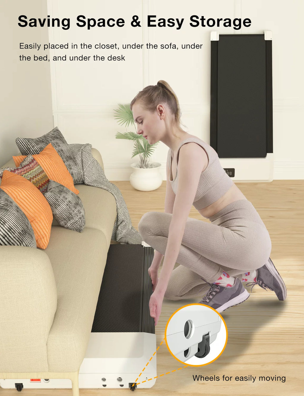 2.5Hp Walking Pad Under Desk Treadmill with Remote Control and LED Display M2463