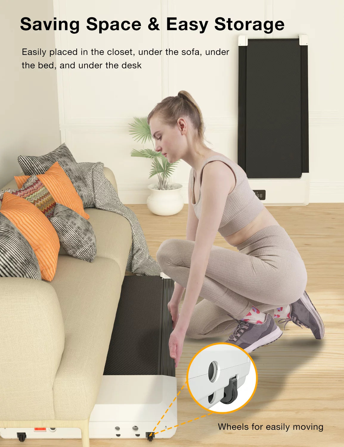2.5Hp Walking Pad Under Desk Treadmill with Remote Control and LED Display M2463