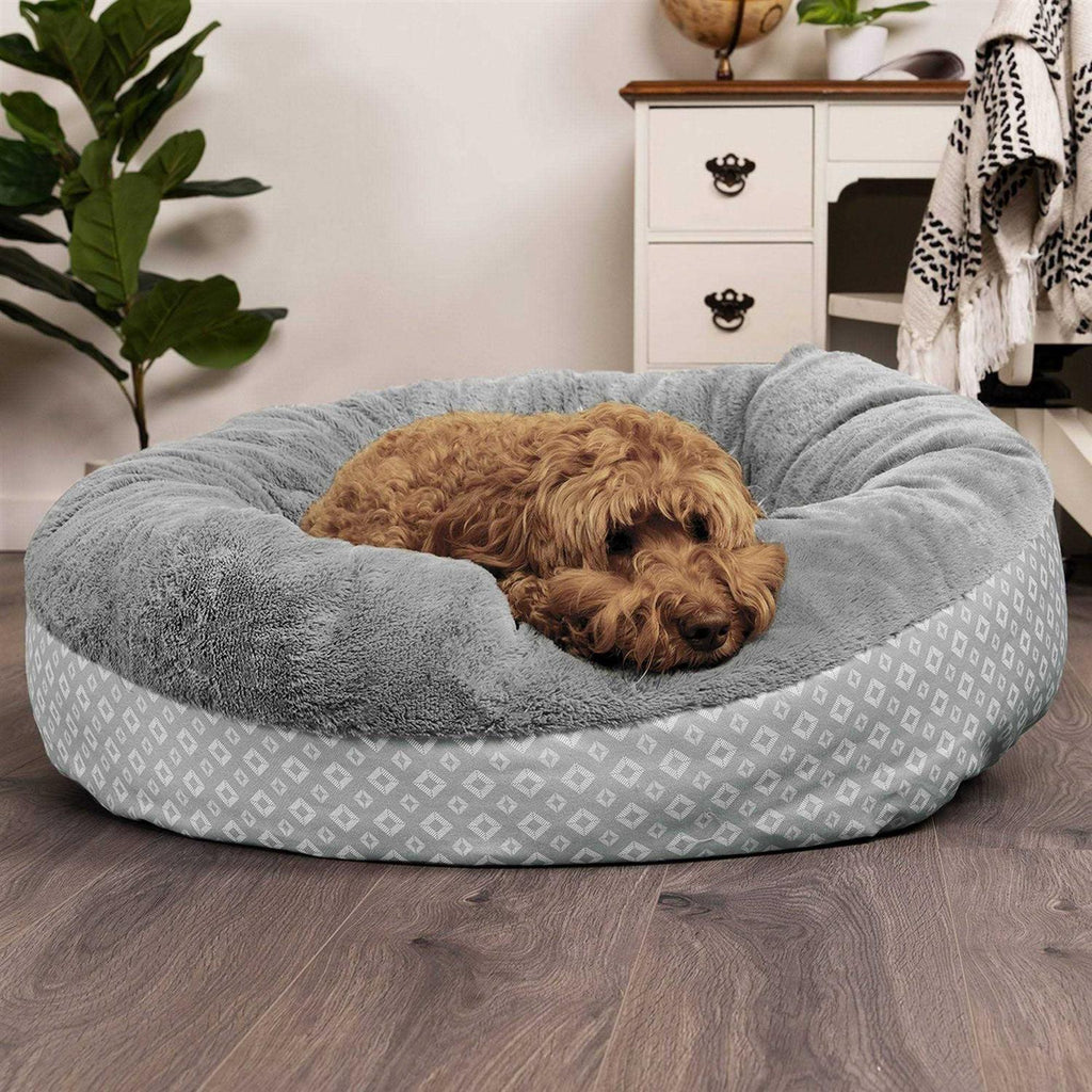 Plush Diamond Print Donut Pet Bed P71022
