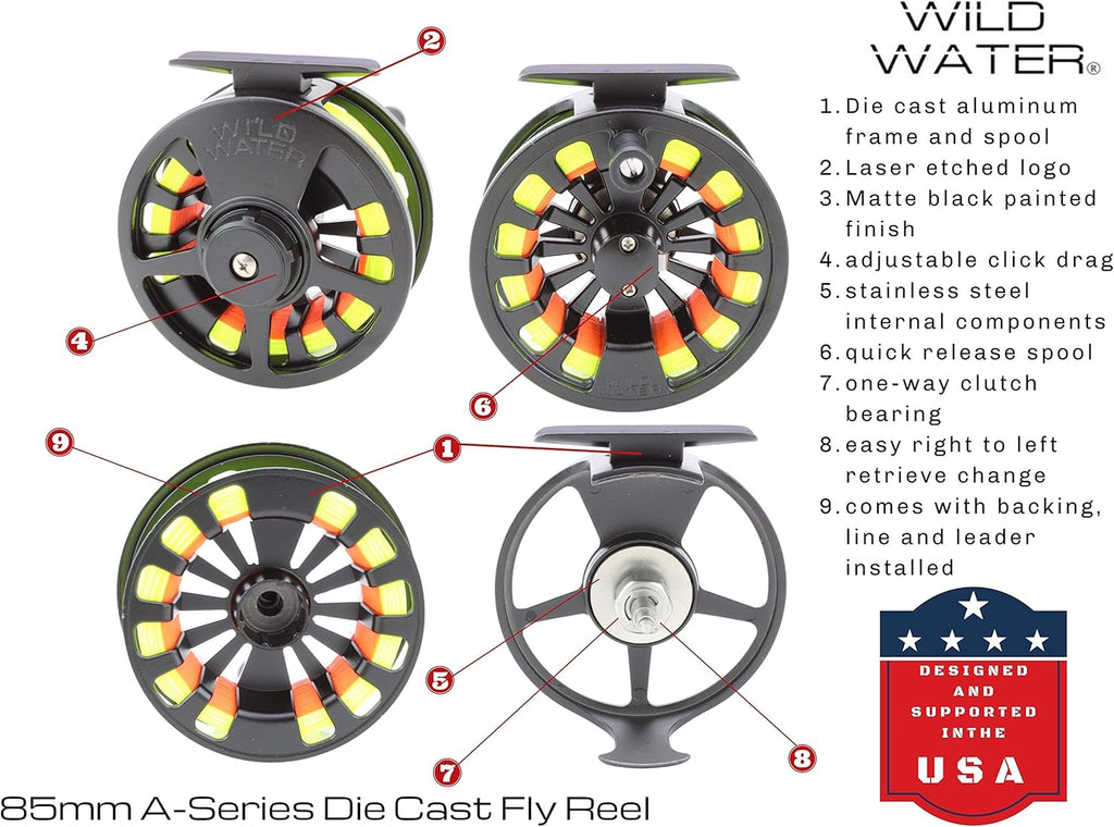9-foot 4-Piece Fly Fishing Rod Combo with Die Cast Aluminum Reel C7026