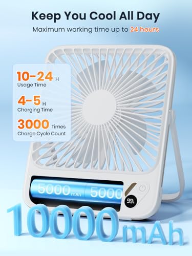 10000mAh Portable Travel Fan 7-inch Mini Desk Fan V8172