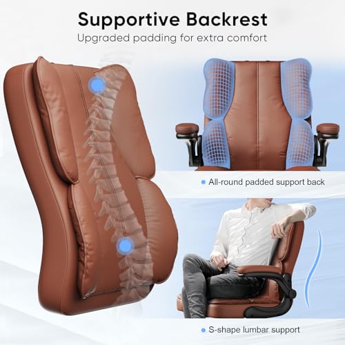 Black Leather Executive Office Chair with Lumbar Support B9252