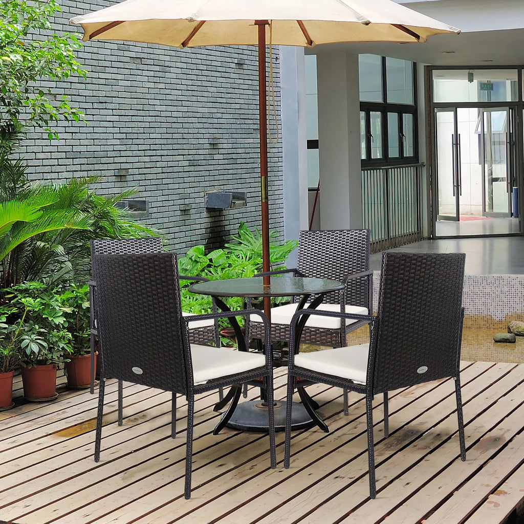 4 Pc Wicker Rattan Patio Dining Chairs W559