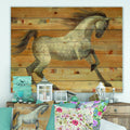Brown Horse Print on Natural Pine Wood U180527