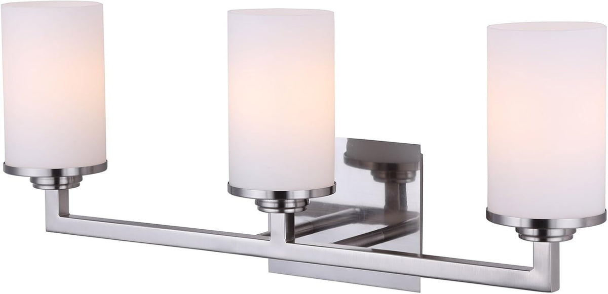 Brushed Nickel 2 Light Vanity with Flat Opal Glass T41821