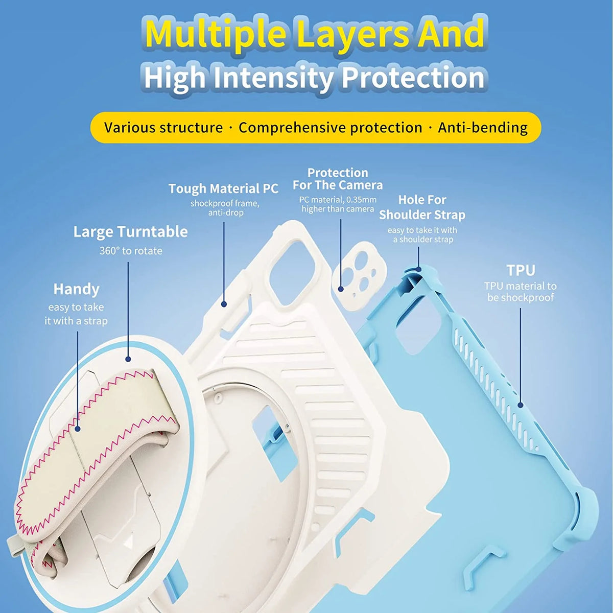 Heavy Duty Protective Cover with 360° Rotating Hand Strap & Stand Shoulder Strap P49170