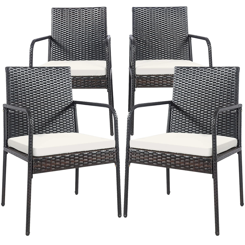 4 Pc Wicker Rattan Patio Dining Chairs W559