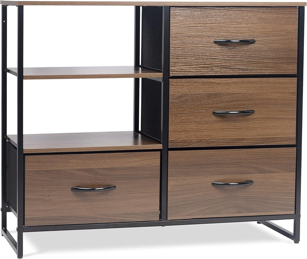 Gray 8 Drawer Vertical Dresser with Fabric Bins F92403