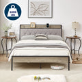 Full Size Platform Bed with Storage Headboard and Charging Station E187