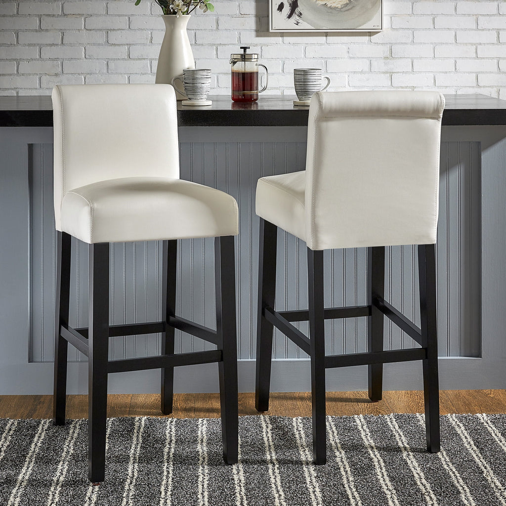 White Set of 2 Bar Stool Z354