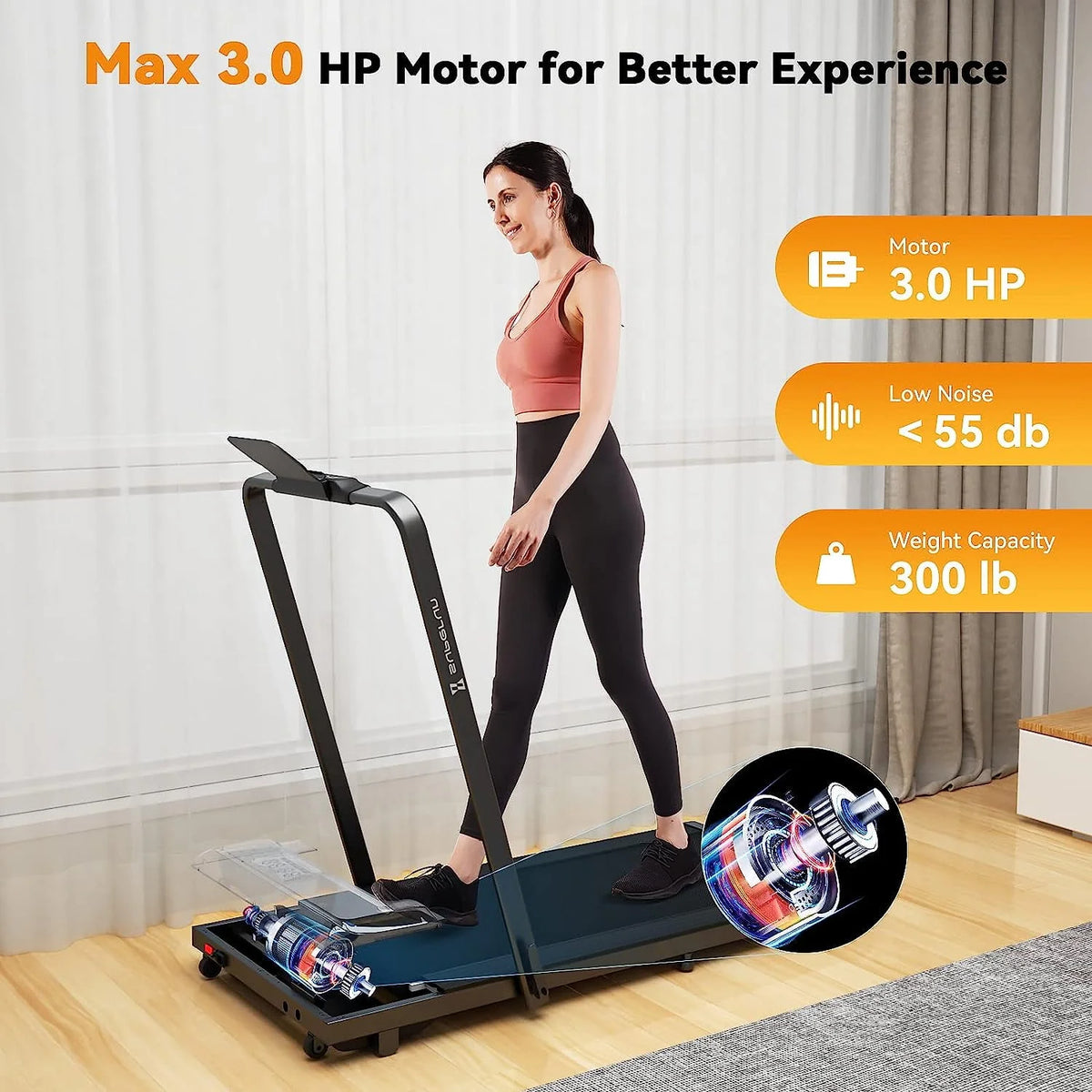 2 in 1 Folding Treadmill 3 HP 300lbs Capacity S4552