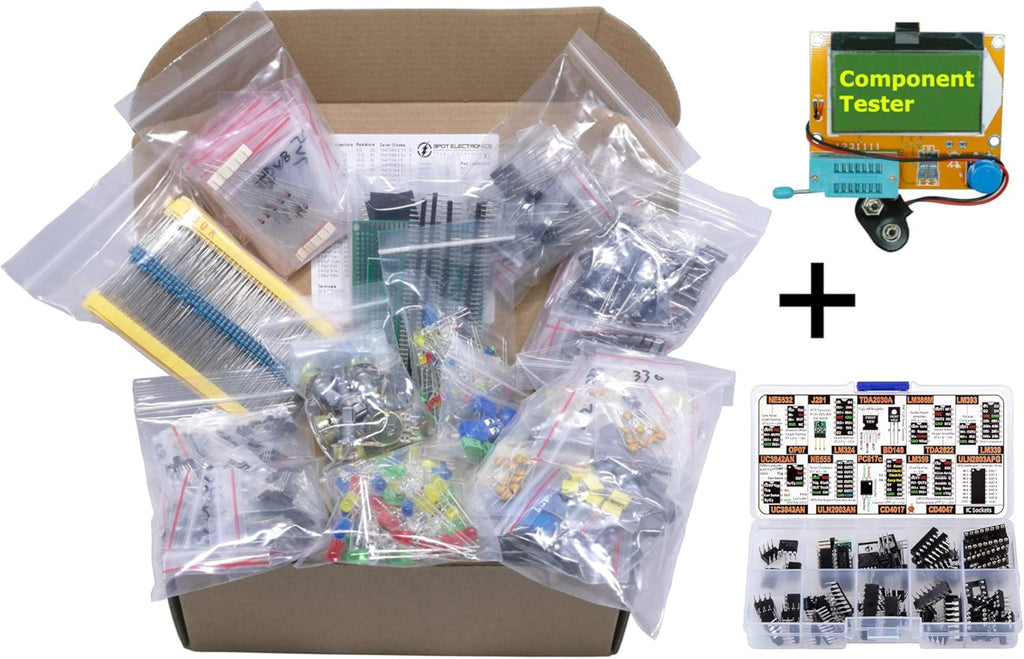 1870 pcs Electronic Component Kit Assortment with LCR-T4 Tester J412122
