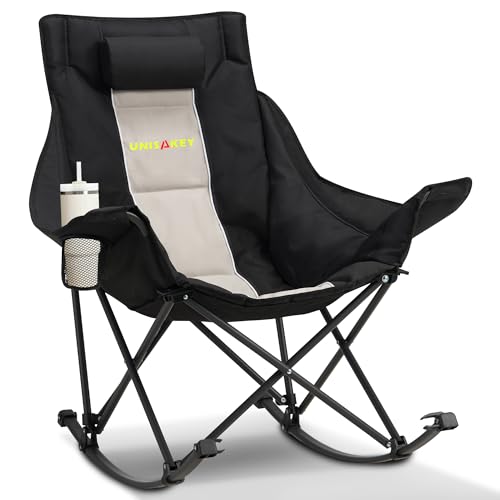 Oversized 400lbs Capacity 600D Oxford Rocking Camping Chair with Cup Holder C494