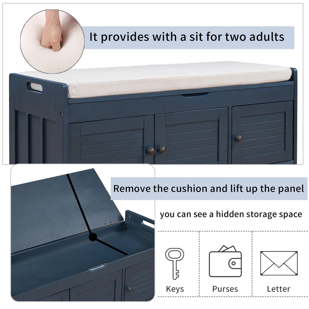 Blue Storage Bench I20596